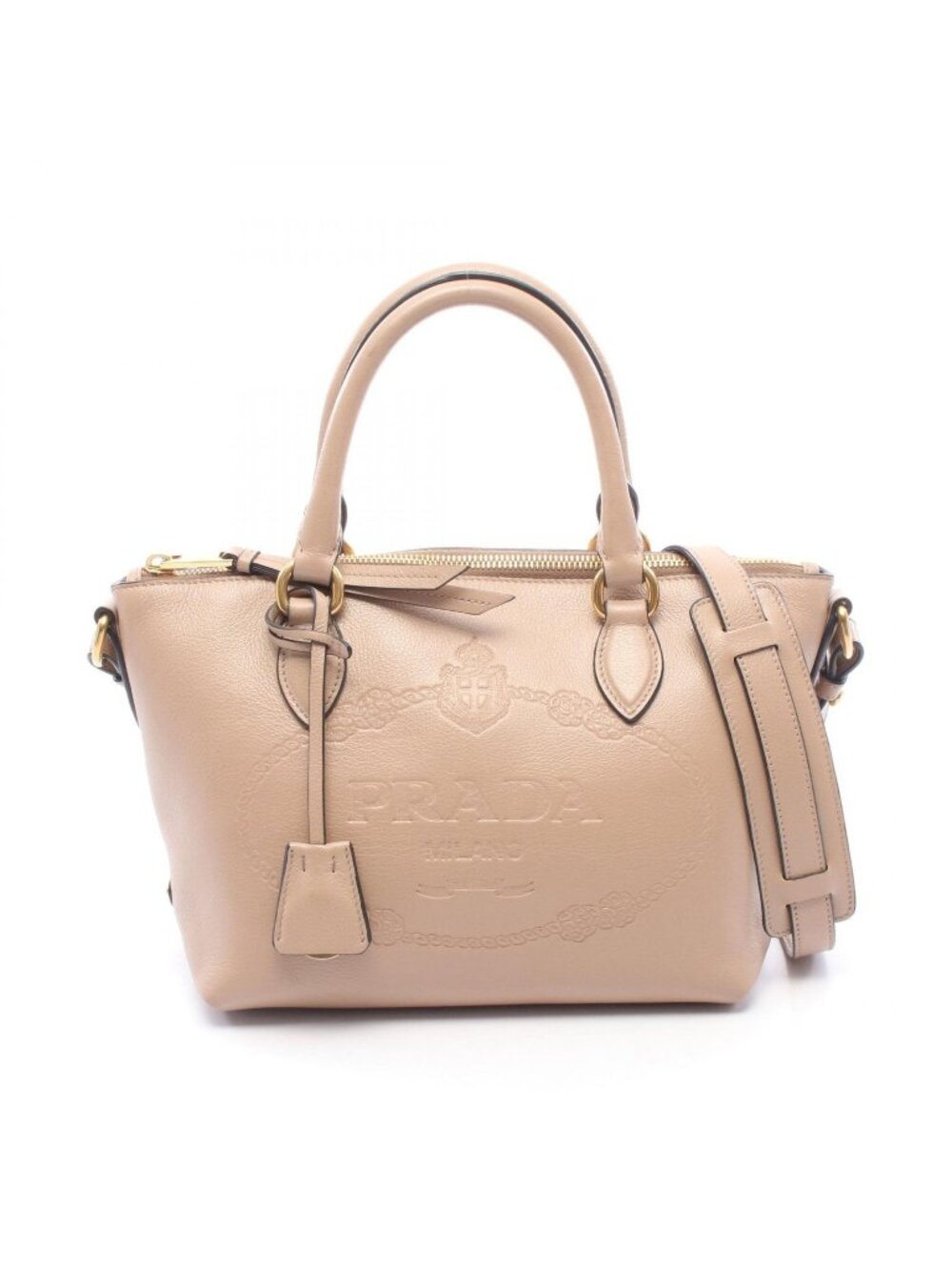 Prada Glace'Calfskin 2-Way Beige Leather Handbag